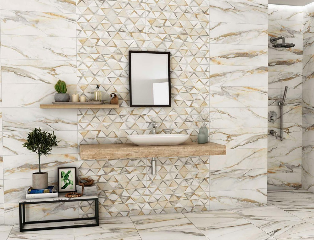 Декор KAI Marble Diamonds – 3D структура за акцентна стена в баня